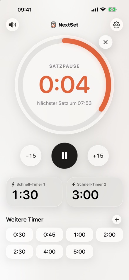Die letzten Sekunden einer Pause, hervorgehoben in Koralle