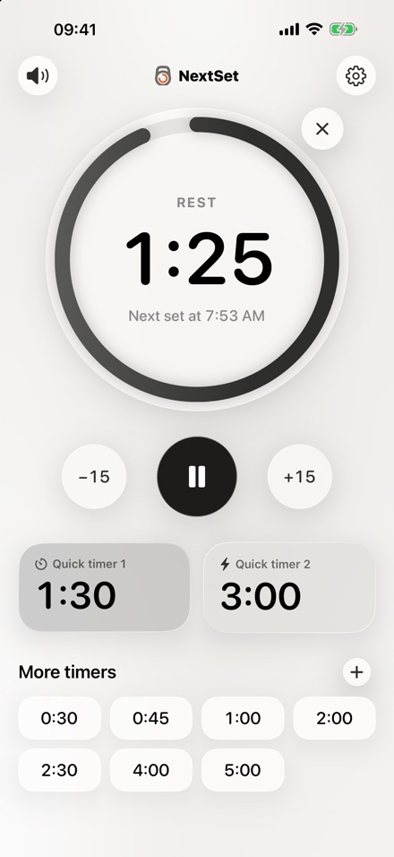 A running rest with the countdown ring